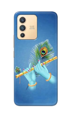 Image of Plastic Printfidaa Printed Hard Back Cover Case For Vivo V23 5G Back Cover (Flute In Krishna Hands) -112, Blue