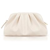 Milisente Cloud Clutch Bag for Women PU Leather Pleated Dumpling Evening Bag Purse with Shoulder Strap(Beige)