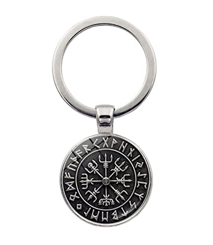 Vmcoatdu Viking Compass' Nordic Rune Key Chain Keyring Gift Men Women Keychain Stainless Steel And Inlaid Glass Materials (Color C) #TOP30