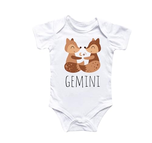 NOFO VIBES Gemini Zodiac- Baby Boy Girl Clothes Infant Bodysuit Funny Cute Newborn 4 (Size: 0-3M White Short Sleeve Onesie® (Gerber®))