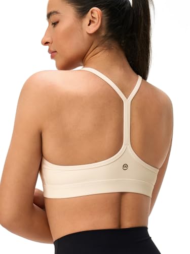 Image of Womens Y Back Padded Sports Bra Strappy U Neck Butter Soft Low Impact Workout Bras Yoga Pilates Walking