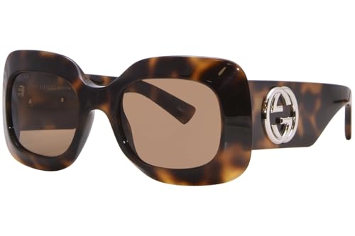 Gucci GG1695S 002 Sunglasses Women's Havana/Silver/Brown Square Shape 51mm