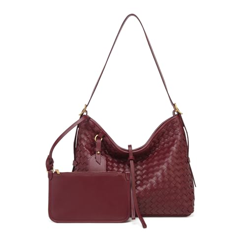 Image of Woven Leather Tote Bag For Women Crossbody Shoulder Bag Large Hobo Handbags Vegan Female Bag Vegetable Basket