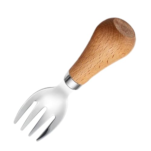 Holdes Cuchara para bebé, de acero inoxidable, con bordes redondeados, mango de madera, apto para alimentos y seguros para niños pequeños, cumpleaños e inauguración de la casa