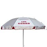 Kemp USA Lifeguard Solar Umbrella | Outdoor Umbrella with Push Tilt Mechanism | Portable Umbrella for Lifeguard Chair Silver