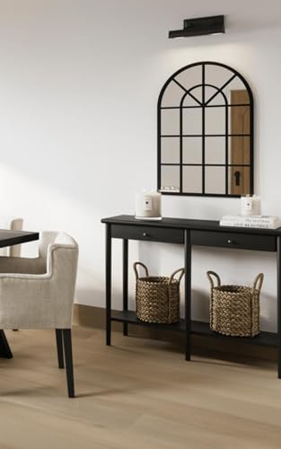 Mesa consola negra mate estrecha para pasillos largos y entradas modernas 3