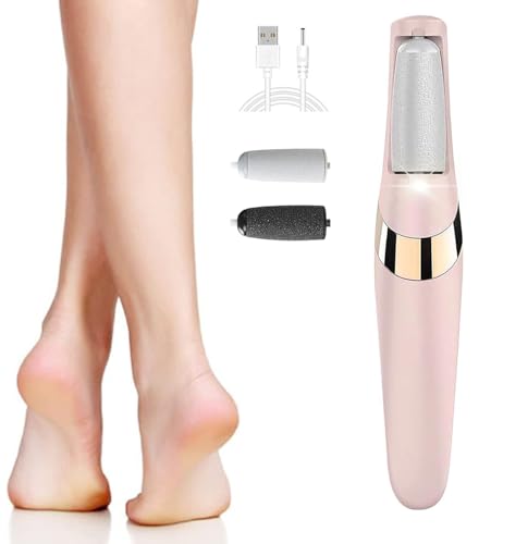 Electric Foot File, Hard Skin Remover, 2 Speeds, Coarse and Fine Heads, LED Light, Rechargeable Waterproof Foot File, Pedicure Tools for Heels, Toes and Balls of Feet