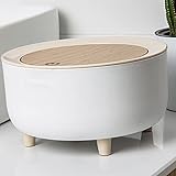 Tapa con resorte: Este bote de basura de mesa tiene un botón de resorte con el que se puede abrir el bote de basura de mesa de manera más fácil y rápida. El cubo de basura de la mesa se puede cerrar herméticamente y es a prueba de olores. Por lo tanto, esta basura de mesa puede almacenar desechos olorosos.