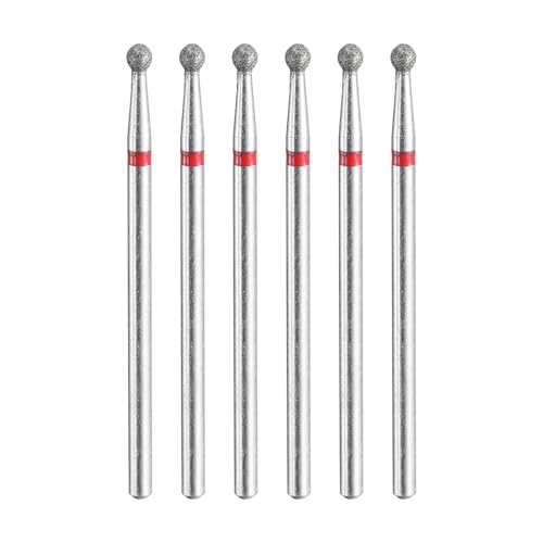 HARFINGTON 6pcs 200-230 Grits Diamond Grinding Bit 2.5mm Ball Head 2.35mm Shank 2.5mm Length Stone Sanding Drill Bits Rotary Tool for Ceramic Glass Nails Grinding Polishing
