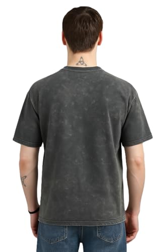 Image of Classic Acid Wash T-Shirt, Short Sleeve, Light Black Casual Wear