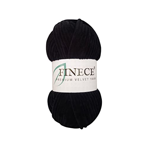 Finece Soft Velvet Yarn Chenille Yarn For Crocheting Baby Blanket Yarn For Knitting 100Gr (132 Yds) Fancy Yarn For Crochet Weaving Craft Amigurumi Yarn (1 Skein, 2120-Black) #TOP7