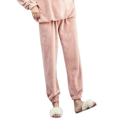 Women’s and Men’s Winter Bottom Plush Fluffy Pajama Pants Warm Fleece Lounge Pants Sleepwear Bottoms Free Size (Waist 28-34 Pack of 1)