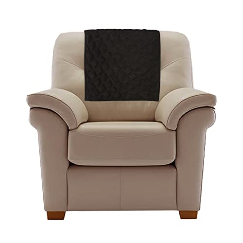 Azrah Traders Suede Leather Recliner Chair Headrest Cover for Home & Office - Sofa, Love Seat, Furniture Protector, Slipcover Theater Seat Cover, 24x30 Inches - Black (01) Pack of 2