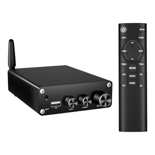 Xiniy Amplificador de Potencia Audio Estéreo de Alta Fidelidad, 2 X 100 W, Doble Canal, TPA3116, Bluetooth, Receptor de Amplificadores de Cine Digital para el Hogar de Escritorio
