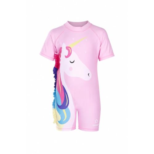 Image of AIRAVAT Girl's Swimsuit Set, Swimming Costume, Swim Costume, 1513 Unicorn Girls Bathing Suit Swimwear, Half Sleeve 1 Piece Swimming Wear for Girls