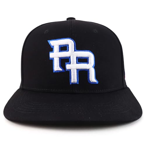 Image of Trendy Apparel Shop PR 3D Embroidered Flatbill Snapback Cap with Puerto Rico Flag