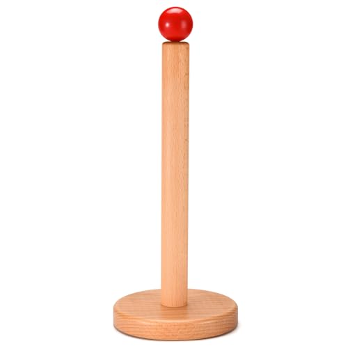 Porte-essuie-tout en bois (boule rouge)