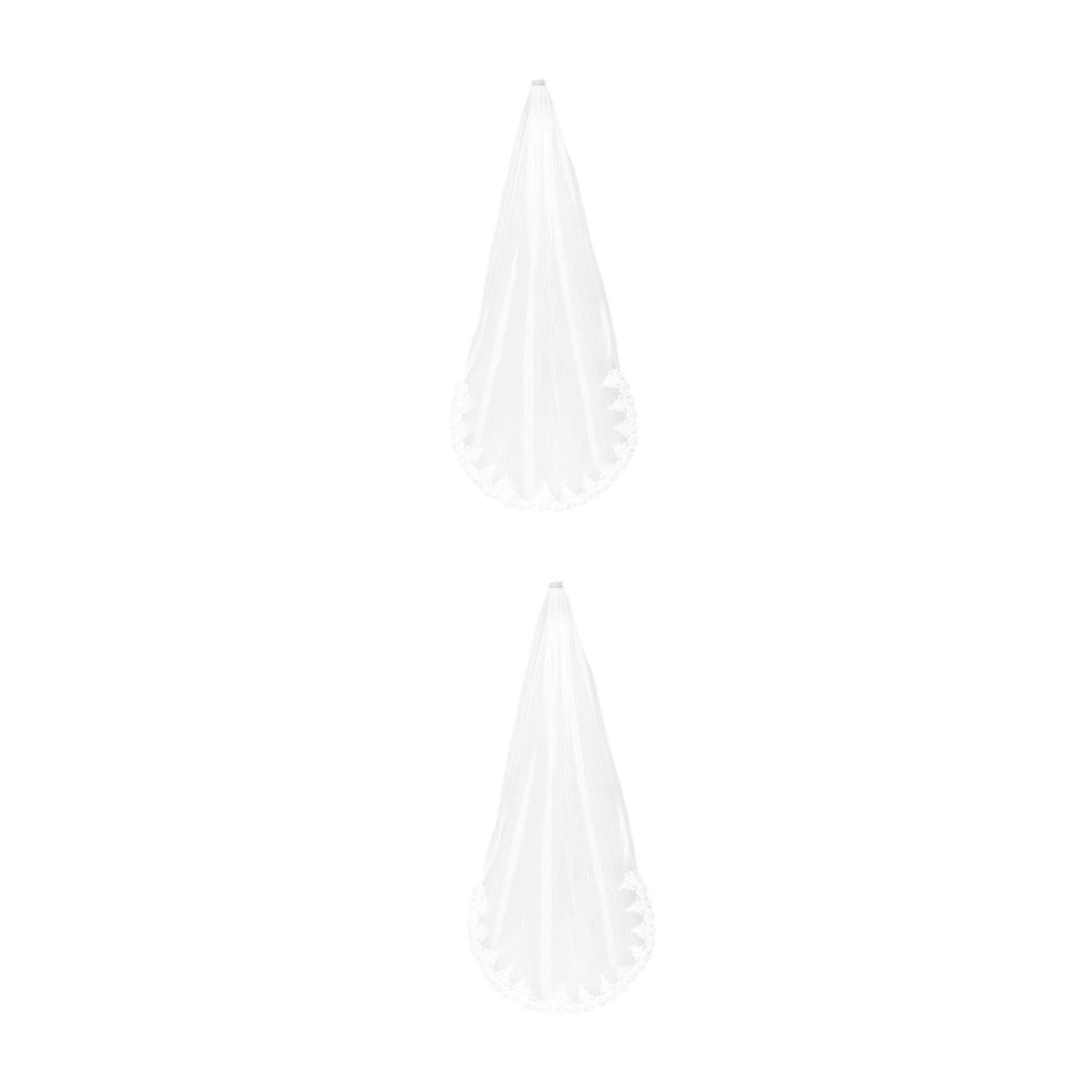 GALPADA 2stücke Lange Einzelne Hochzeitsschleier Mit Spitzenbordüre Eleganter Brautschleier Leichtem Für Hochzeiten Und Brautfotos