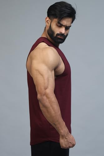 Image of JUARI BE A GENTLEMAN Men's Supper Combed Narrow Shoulder Gold Finish Sleeveless Deep Arm Cut Cotton Vest
