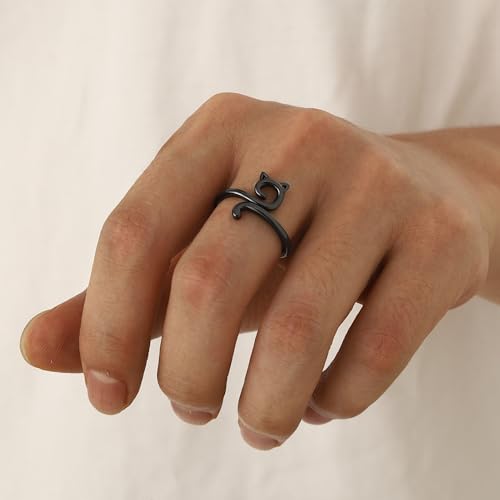 beautlace Cute Cat Adjustable Rings 18K Gold/Silver/Black Gun Plated Lovely Cats Animals Open Ring Jewelry for Women KR00293