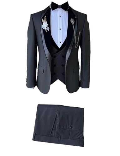 Men's 3-Piece Suit Formal One Button Jacket Double Breasted Vest Pants Set