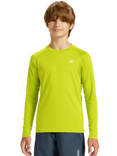 Image of DEVOROPA Youth Boys Compression Shirt Long /Short Sleeve Football Baseball Undershirt Quick Dry Kids Sports Baselayer Crewneck