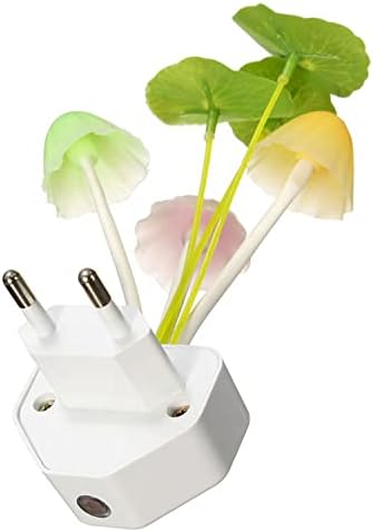 Mushroom Lamp Magic 3D LED Night Lamp with Plug Smart Sensor auto On/Off Flowers Bulbs Nature Illumination Decoration Mushroom Shape Light Home Decor Lights Automatic Sensor Light Multi-Color Changing Night Light with Automatic Glows in Dark with Sensor Work in Dark Place Due to Night Sensor Romantic Night Lamp Night Led Bulb Zero Watt with Holder Plug For Asus Transformer Prime TF201 Bedroom, Kids Room, Table Lamp, Office and Living Room Pack of 1
