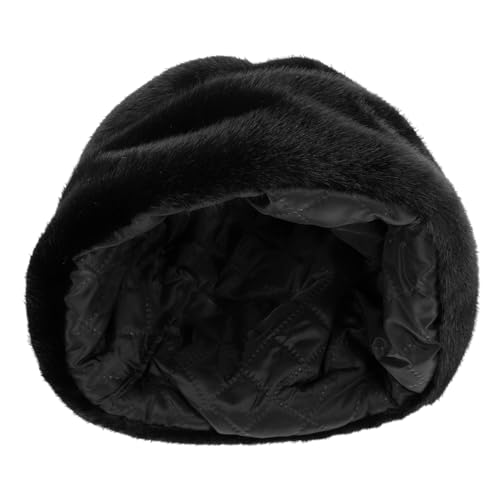 COSMEVIVI Faux Russian Fur Hat Men's Warm Outdoor Cap Vintage Style Faux Fur Cap Black