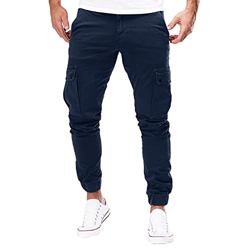 Generic Mens Sweatpants Men's Casual Pants Elastic Waist Fashion Leisure Sports Solid Color Pocket Tie Overalls Pants3