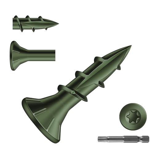 Image of #8 x 5 /8 inch Deck Screws (295Pcs) 1lb. Exterior Wood Screws. Carbon Steel, Green, Flat Head, Rust Resistant epoxy Coated, with T25 Star Bit