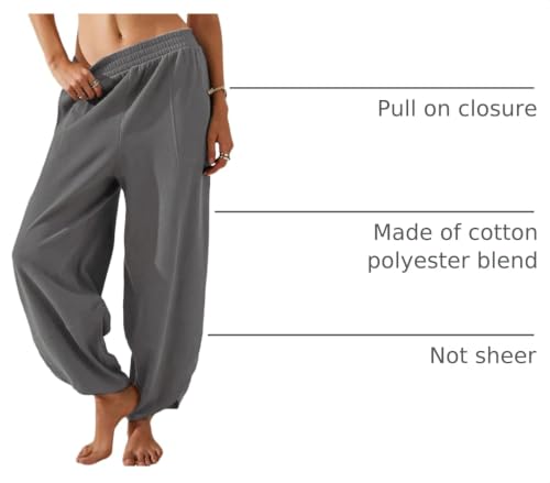 Image of Himosyber Women Cotton Pants Wide Leg Pants Casual Loose Baggy Elastic Waist Beach Palazzo Harem Pants