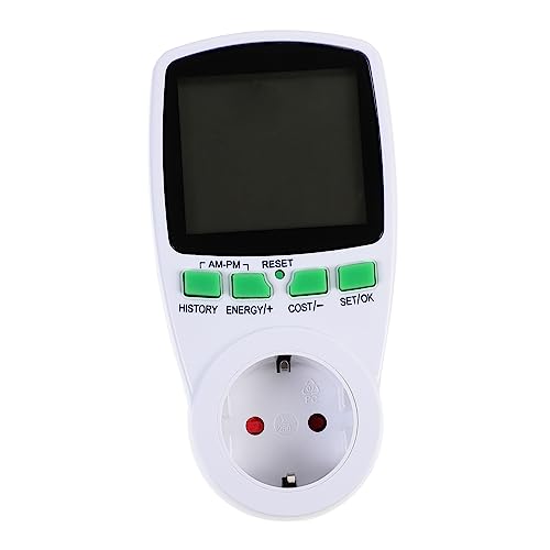 Operitacx Misuratore Elettrico Digitale da Ue Monitor Consumo con Tester Wattaggio Voltaggio e Frequenza Plug Intelligente e Ufficio Installazione Facile e Compatto