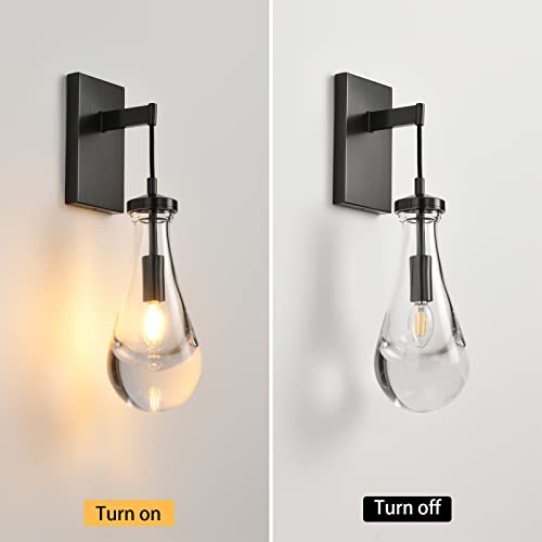 Meiosoa Wall Sconces Modern Raindrop Wall Lights Bedroom Bedside Wall Light, Indoor Vanity Light Fixtures For Bathroom Living Room Hallway Raindrop Wall Lamp With Hand Blown Solid Glass #TOP3
