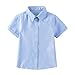 Boys Girls 3-Piece Dress Shirt Set Short Sleeve Turn-Down Collar Shirts with Bow Tie Summer Casual Student School Uniform Outfit Tops Size 2-15 Years