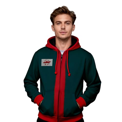 FINASKASU Spider Costumess for Adult Superhero Zip-Up Hoodie Long Sleeve Jacket Sports Casual Style (US Alpha XX-Large Regular Regular Green)