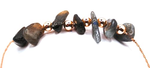 Bracelet en pierre de labradorite naturelle et cuivre pour l'intuition et la protection