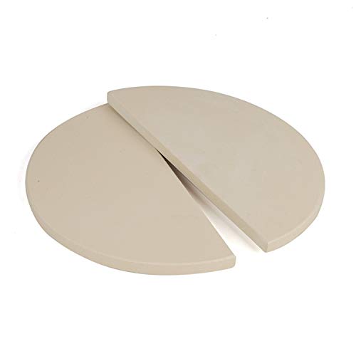 YNNI KAMADO Pair (2) Extra Thick High Temperature Half Moon Pizza Stones Heat Deflector BBQ 35.5cm TQHMPS355
