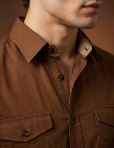 Image of Men's Double Flap Pocket | Regular Fit | Solid Spread Collar | Versatile Everyday Office Wear Comfortable |Stylish Design | Shirt