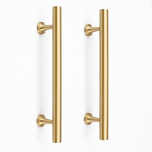 RZDEAL 5 Inch Kitchen Cabinet Handles Solid Brass Cabinet Pulls Round Bar Handles Brushed Gold Dresser Drawer Pulls Hardware 4 Pack by RZDEAL - Used condition - US$22.61
