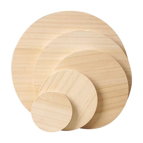 HSTWODE Sottobicchieri in legno, rotondi, dischi in legno naturale, ca. Spessore opzionale per fai da te, centrotavola di Natale, decorazione per fai da te (5 pezzi x 20 cm x 2 cm)