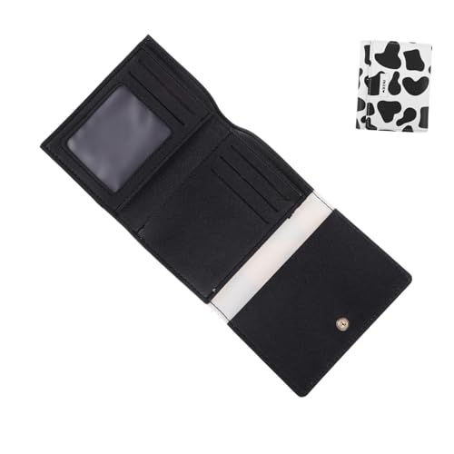 Cow Print Wallet for Women Mini Bifold Card Holder Short Cash Organizer Multiple Slots Stylish Cow Print Design for Teens and Everyday Use