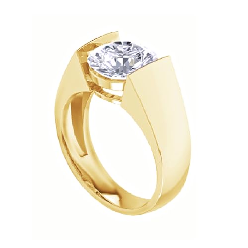 SAVEARTH DIAMONDS Men's Solitaire Ring | Round Moissanite Diamond Engagement Rings For Him In 14k Gold Over Sterling Silver Promise Rings (1 Ctw to 4.50 Cttw)