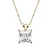 Jewelili 10K Yellow Gold 7MM Princess Cut Cubic Zirconia Solitaire Necklace for Women | 18