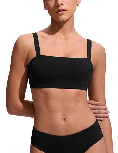 CRZ YOGA Square Neck Bikini Tops Black Medium