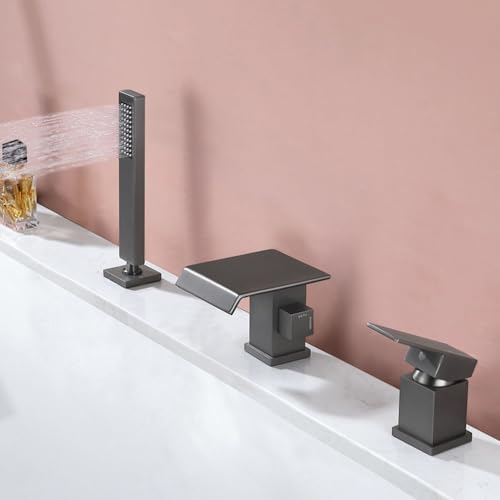 Robinet de baignoire cascade pour un spa à la maison avec mitigeur 3 trous chromé sur pont