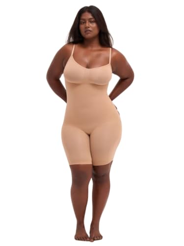 Image of UNDERNEAT Womens Seamless Mid-Thigh Bodysuit | Full Bodyshaper with Adjustable Straps | Made with Premium Airflow+ Fabric | Tummy and Thigh Control Shapewear | All Day Comfort Wear