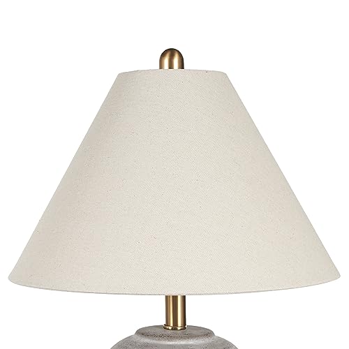 Image of Nourison Home 23 inch Rustic Brown (Gray Undertones) Ceramic Pot Table Lamp for Bedroom, Living Room, Dining, Home Office, Entryway