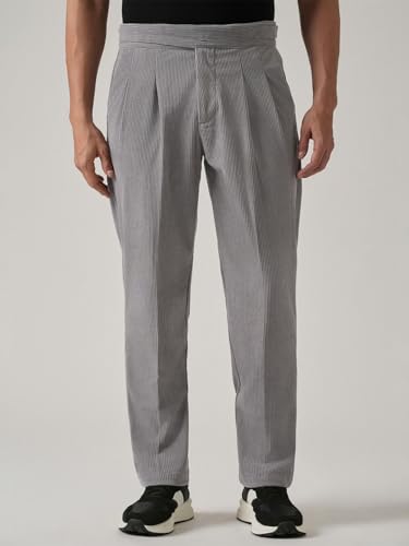 Image of Banana Club Men's Corduroy Gurkha Pants - Classic Cream Cotton Trousers with Regular Fit and Distinctive Waist Design for Casual Wear