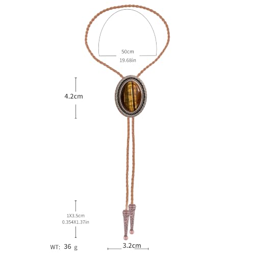 Image of Jeilwiy Bolo Tie for Men Real Stone Westwern Cowboy Ties Silver Bolos Women Leather Necktie Gift for Birthday Christmas