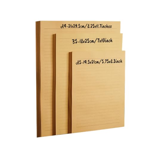 Kraftpapier zum Schreiben, liniert, Briefgröße, Vintage-Druckerpapier, doppelseitige Einladung/dekorativer Drucker, antikes altmodisches Papier (50, A4)